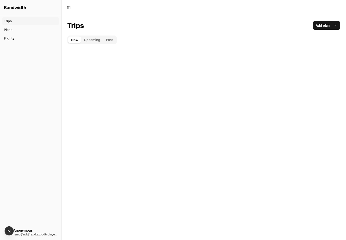 Desktop web after sign in